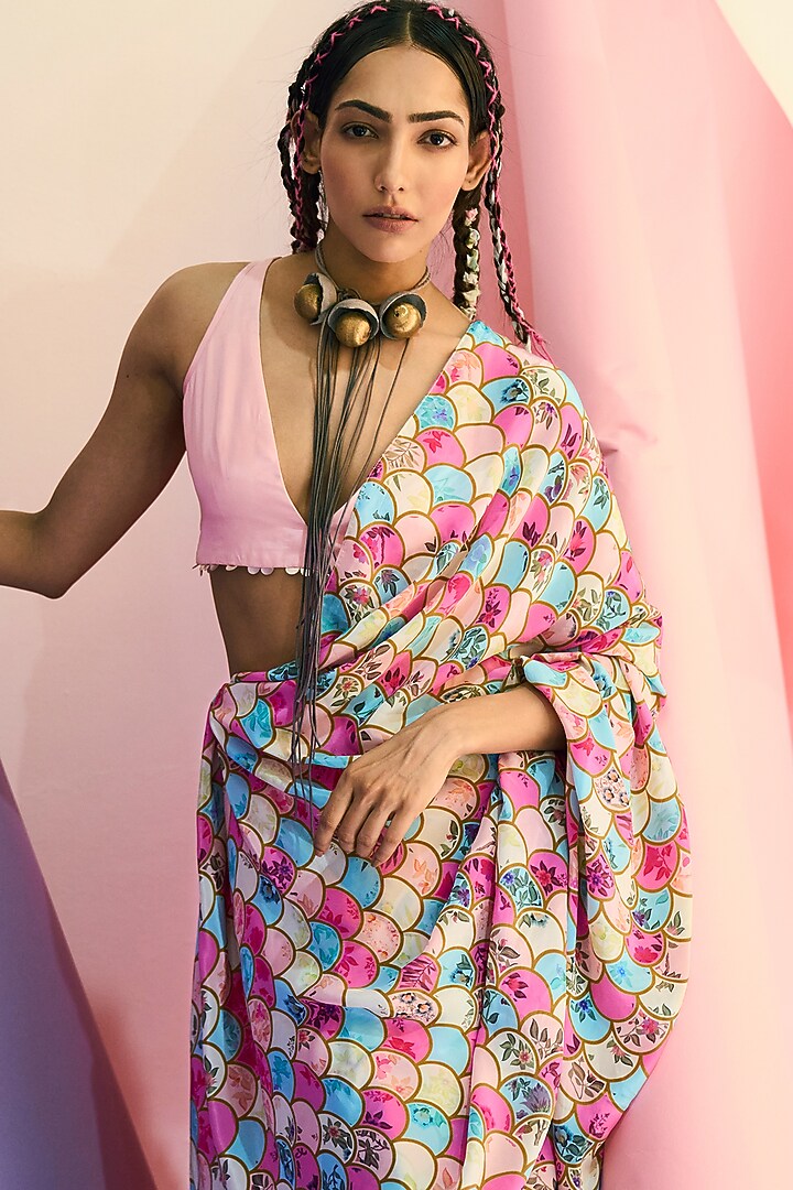 Pink Embroidered Blouse by Limerick By Abirr N' Nanki at Pernia's Pop Up Shop