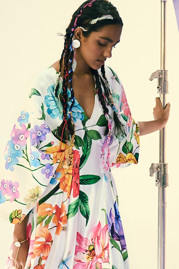 White Embroidered Midi Vacation Dress by Limerick By Abirr N' Nanki at Pernia's Pop Up Shop