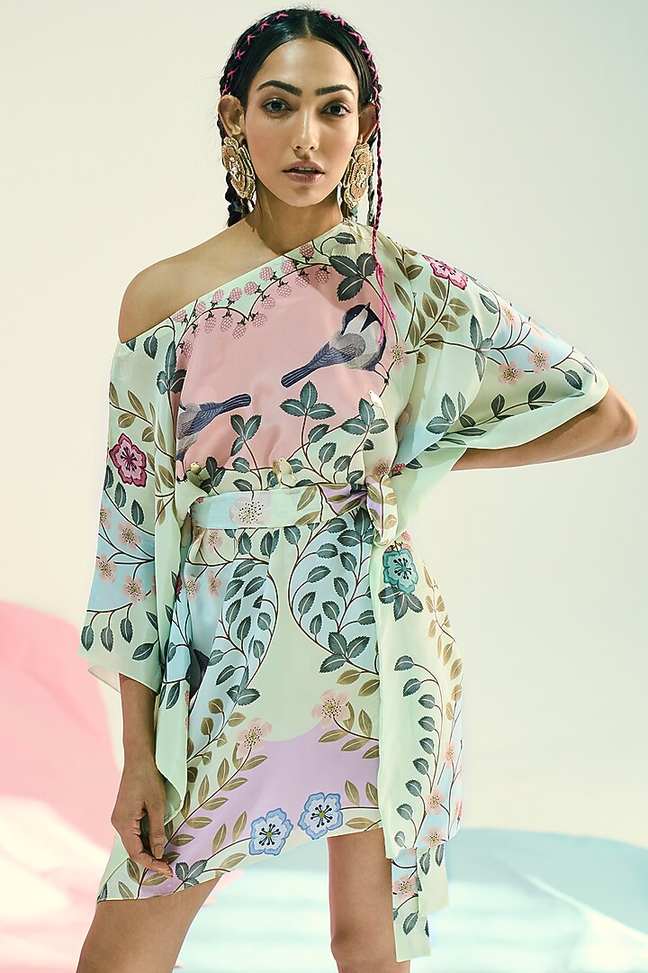 Mint Printed Kaftan by Limerick By Abirr N' Nanki at Pernia's Pop Up Shop