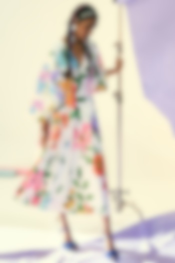White Embroidered Midi Vacation Dress by Limerick By Abirr N' Nanki at Pernia's Pop Up Shop