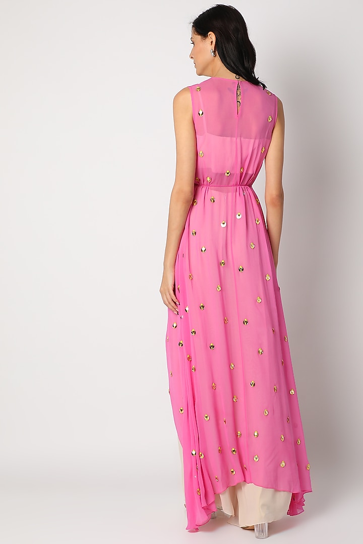 Pink & Ivory Embroidered Pant Set by Maison Blu at Pernia's Pop Up Shop