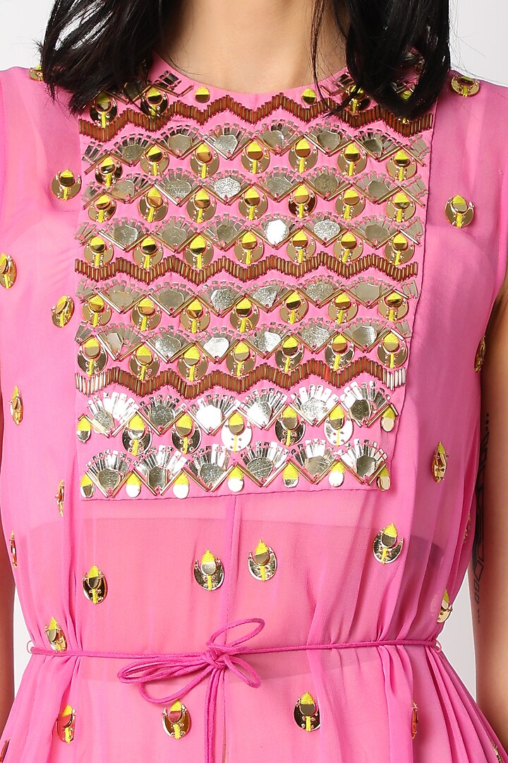 Pink & Ivory Embroidered Pant Set by Maison Blu at Pernia's Pop Up Shop