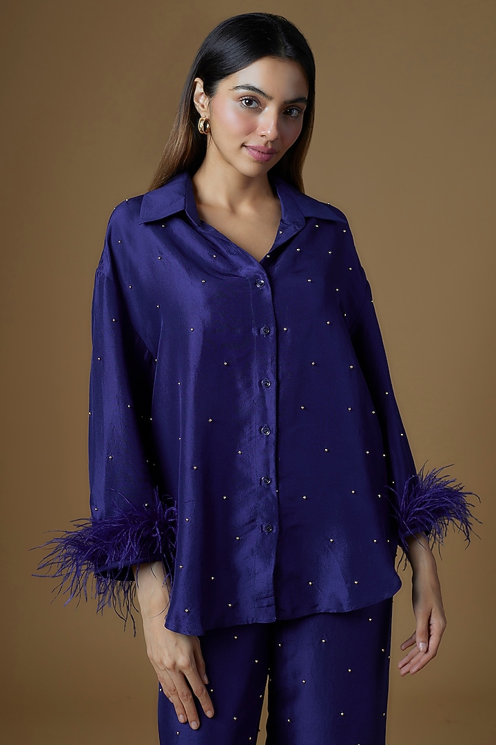 Electric Blue Dupion Silk Co-Ord Set by Maison Blu at Pernia's Pop Up Shop