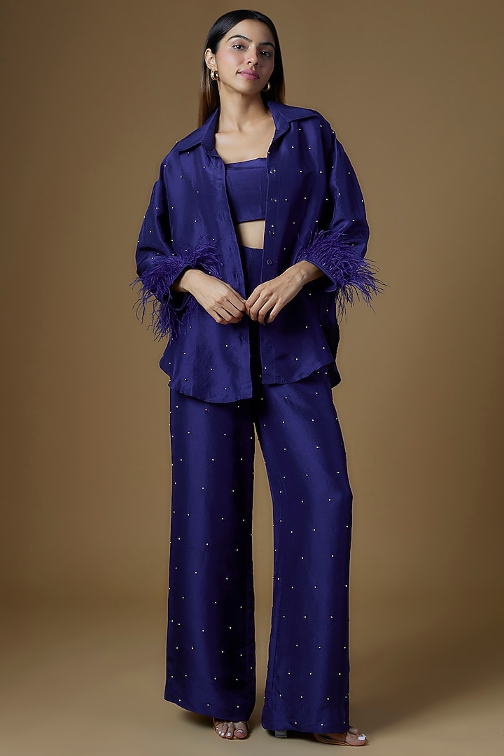 Electric Blue Dupion Silk Co-Ord Set by Maison Blu at Pernia's Pop Up Shop
