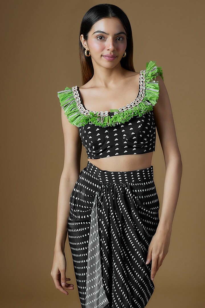 Black Crepe Skirt Set by Maison Blu at Pernia's Pop Up Shop