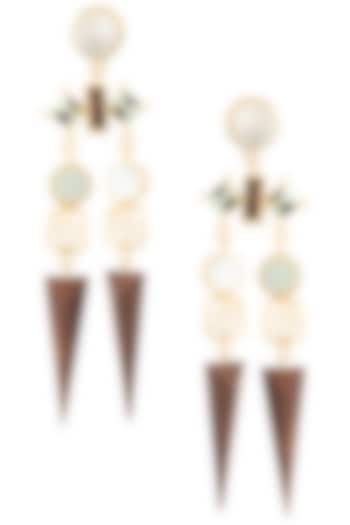 Gold plated 3D cut mother of pearl earrings available only at Pernia's Pop Up Shop.