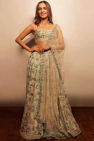 White Embroidered Lehenga Set by Anita Dongre