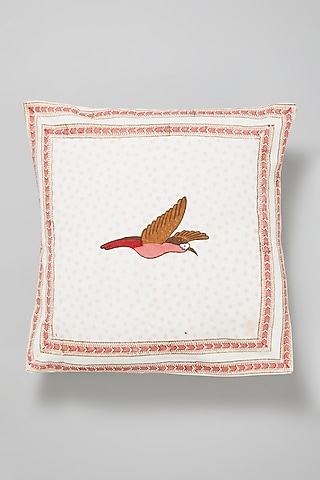 Pink Hand Block Printed Cushion Cover by Marabu