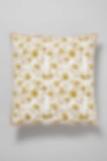Yellow Block Printed Cushion Cover  by Marabu