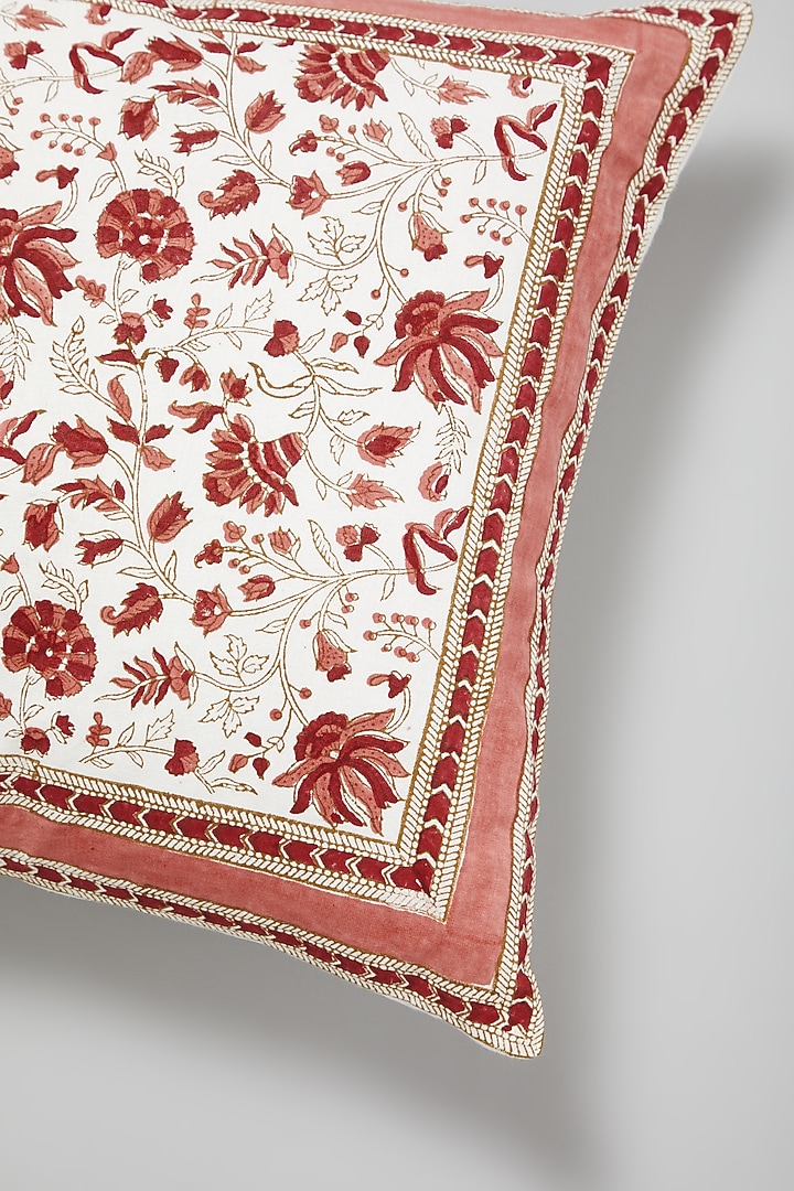 Pink Block Printed Cushion Cover by Marabu at Pernia's Pop Up Shop