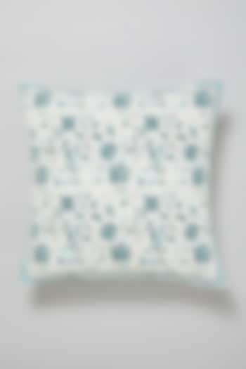 Dark Blue Block Printed Cushion Cover by Marabu