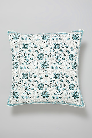 Dark Blue Block Printed Cushion Cover by Marabu
