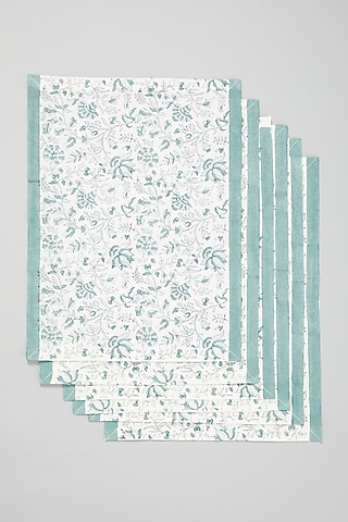 Firozi Block Printed Table Mats (Set Of 6) by Marabu