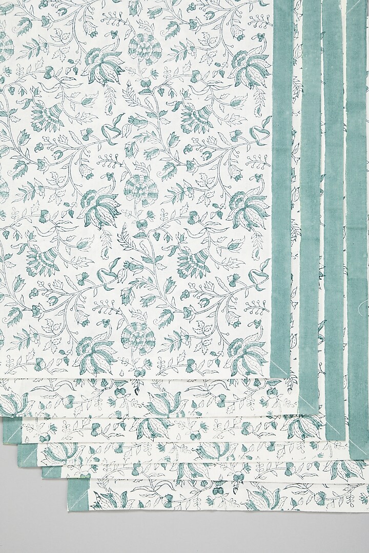 Firozi Block Printed Table Mats (Set Of 6) by Marabu at Pernia's Pop Up Shop