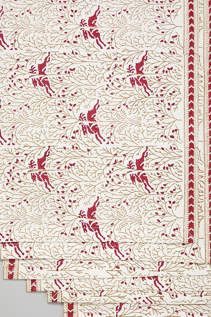 Pink Printed Table Mats (Set Of 6) by Marabu at Pernia's Pop Up Shop