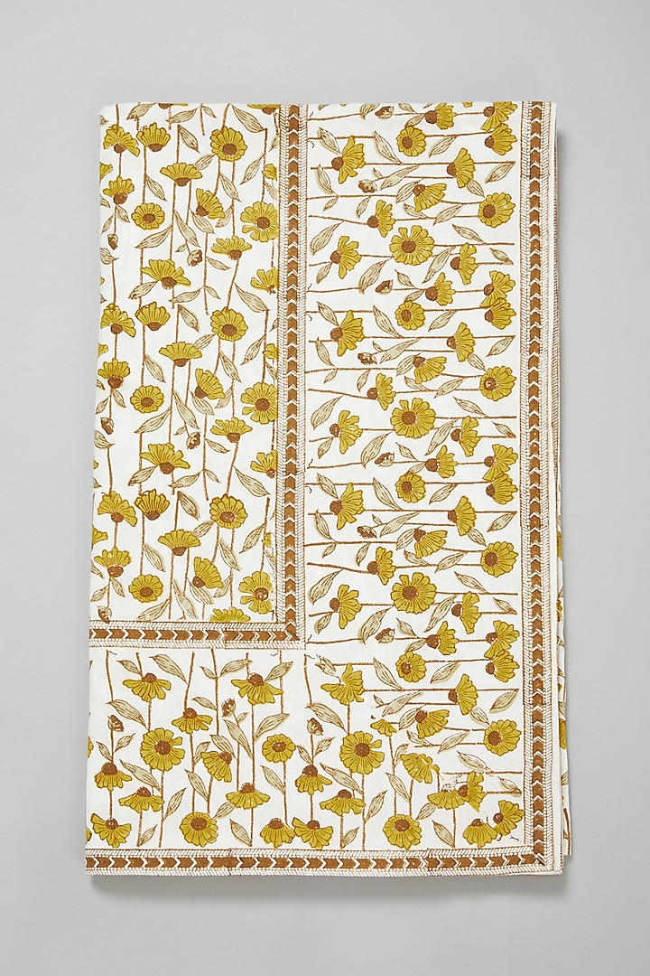 Yellow Block Printed Table Cloth by Marabu