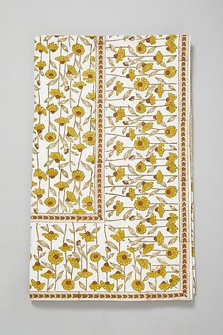 Yellow Block Printed Table Cloth by Marabu