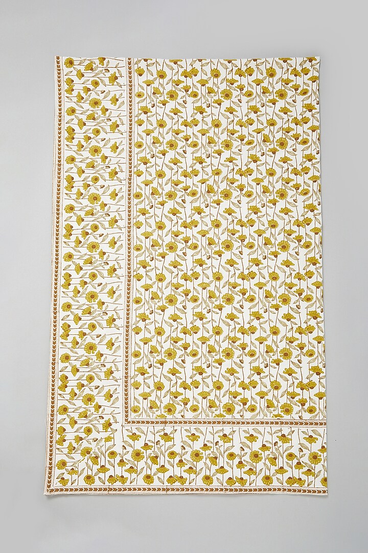Yellow Block Printed Table Cloth by Marabu at Pernia's Pop Up Shop