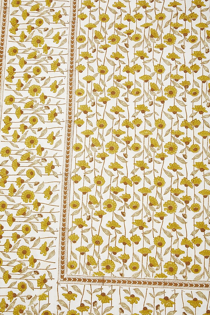 Yellow Block Printed Table Cloth by Marabu at Pernia's Pop Up Shop