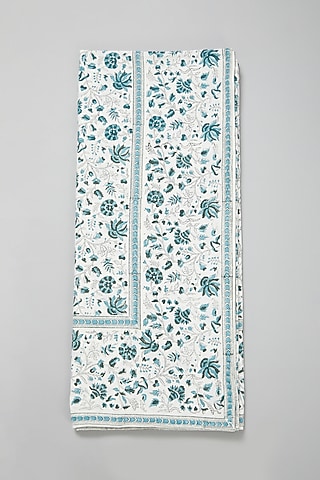 Dark Blue Block Printed Table Cloth by Marabu