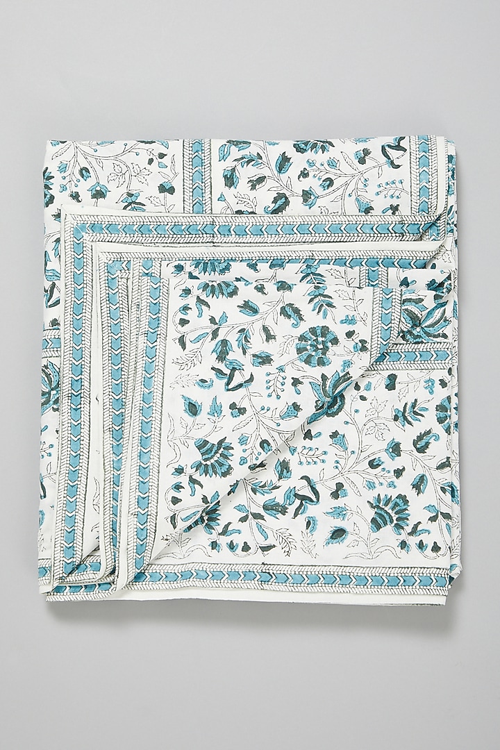 Dark Blue Block Printed Table Cloth by Marabu at Pernia's Pop Up Shop
