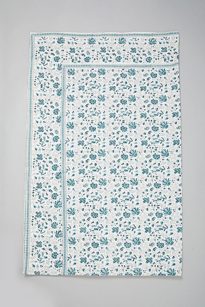 Dark Blue Block Printed Table Cloth by Marabu at Pernia's Pop Up Shop