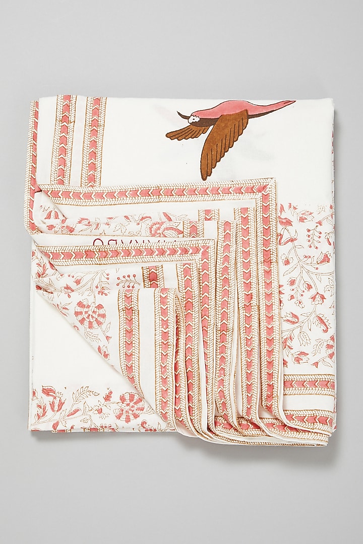Pink Block Printed Table Cloths by Marabu at Pernia's Pop Up Shop