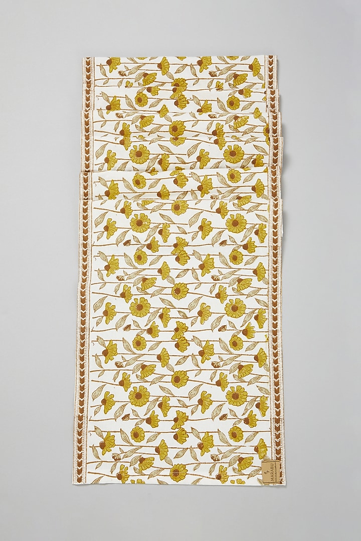 Yellow Block Printed Table Runner by Marabu at Pernia's Pop Up Shop