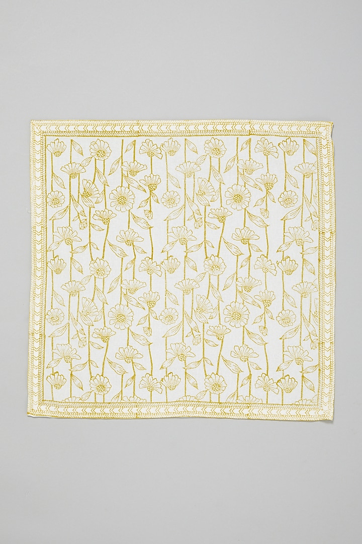 Yellow Block Printed Napkins (Set Of 6) by Marabu at Pernia's Pop Up Shop