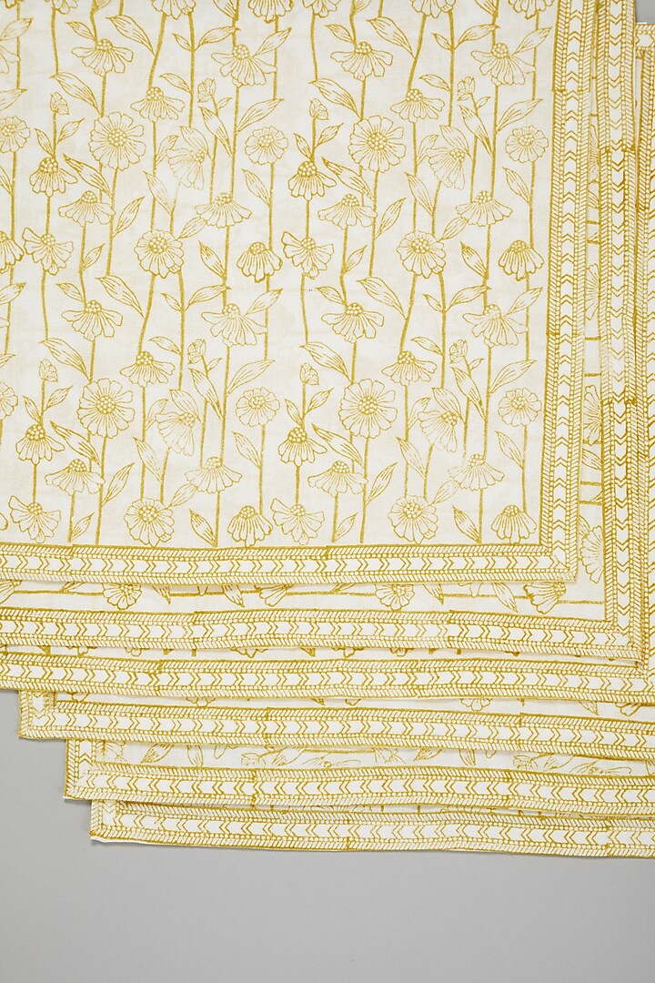 Yellow Block Printed Napkins (Set Of 6) by Marabu at Pernia's Pop Up Shop