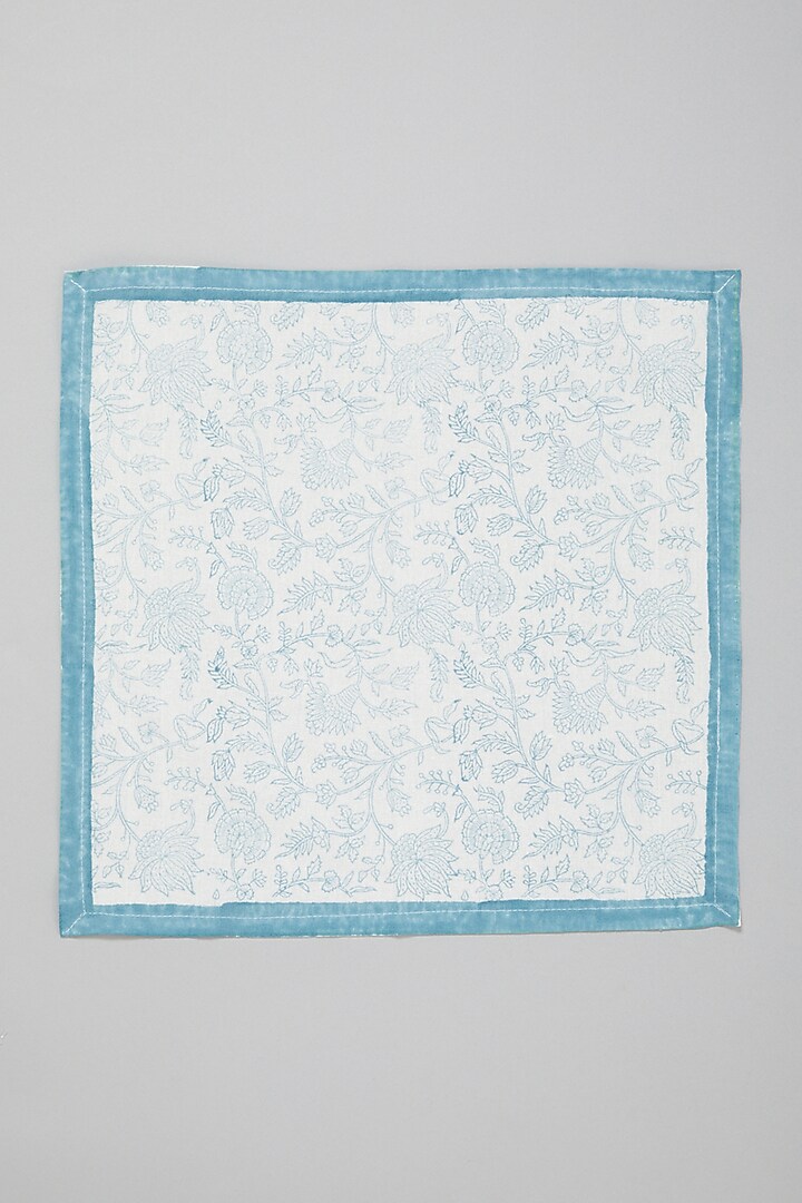 Blue Block Printed Table Mats (Set Of 6) by Marabu at Pernia's Pop Up Shop
