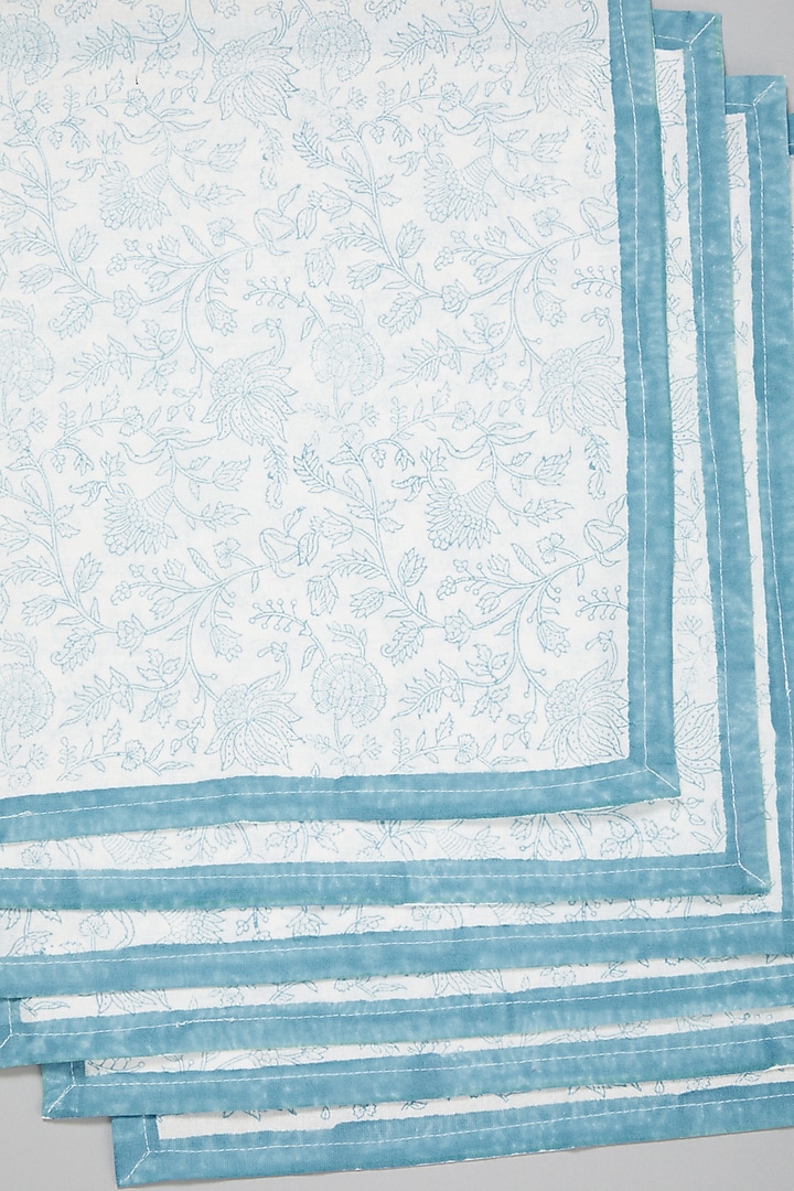 Blue Block Printed Table Mats (Set Of 6) by Marabu at Pernia's Pop Up Shop