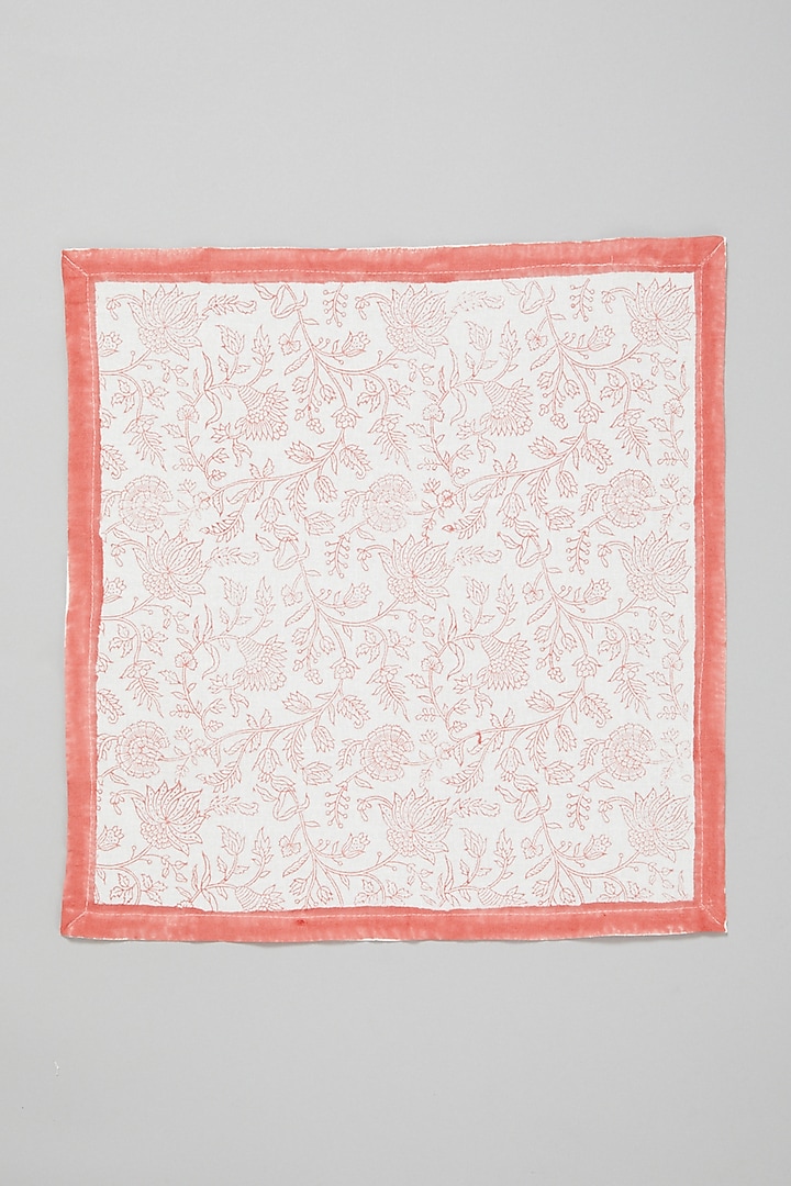 Pink Block Printed Napkins (Set Of 6) by Marabu at Pernia's Pop Up Shop