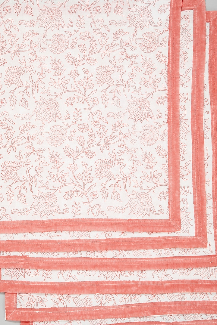 Pink Block Printed Napkins (Set Of 6) by Marabu at Pernia's Pop Up Shop
