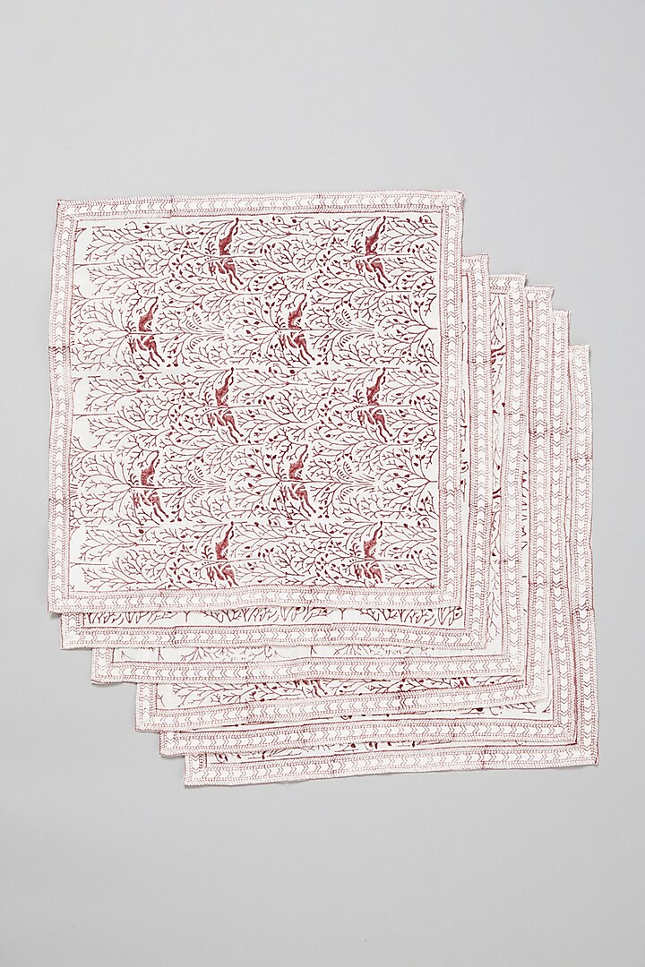 Pink Printed Napkins (Set Of 6) by Marabu