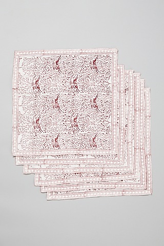 Pink Printed Napkins (Set Of 6) by Marabu