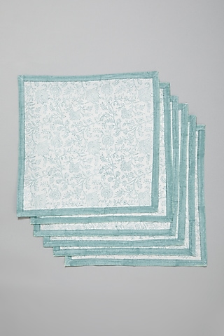 Firozi Block Printed Napkins (Set Of 6) by Marabu