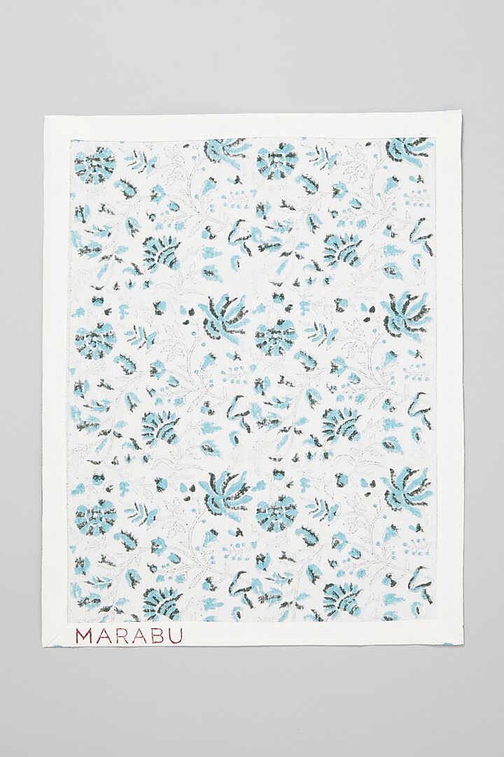 Dark Blue Block Printed Table Mats (Set Of 6) by Marabu at Pernia's Pop Up Shop