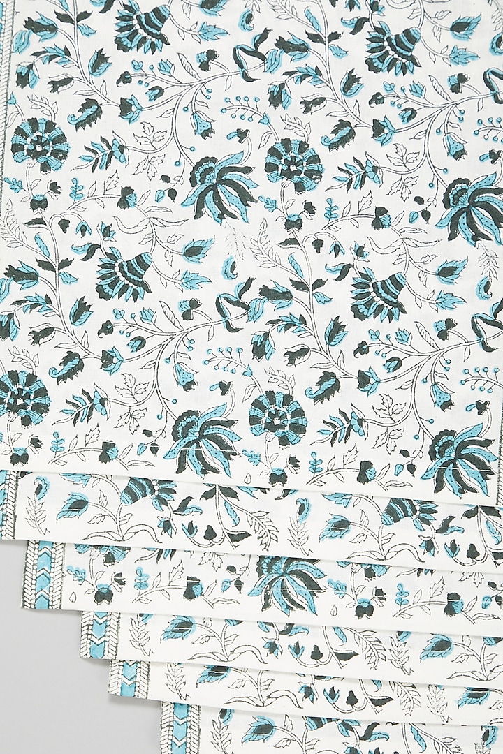 Dark Blue Block Printed Table Mats (Set Of 6) by Marabu at Pernia's Pop Up Shop