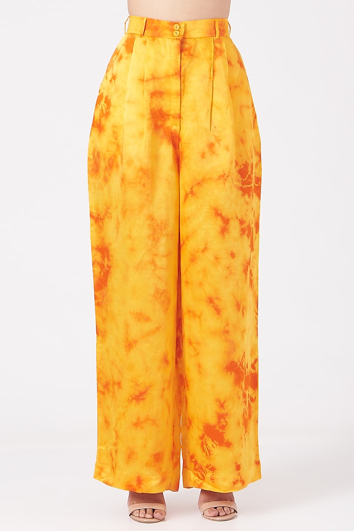 Yellow Pleated Pants by Marichi at Pernia's Pop Up Shop