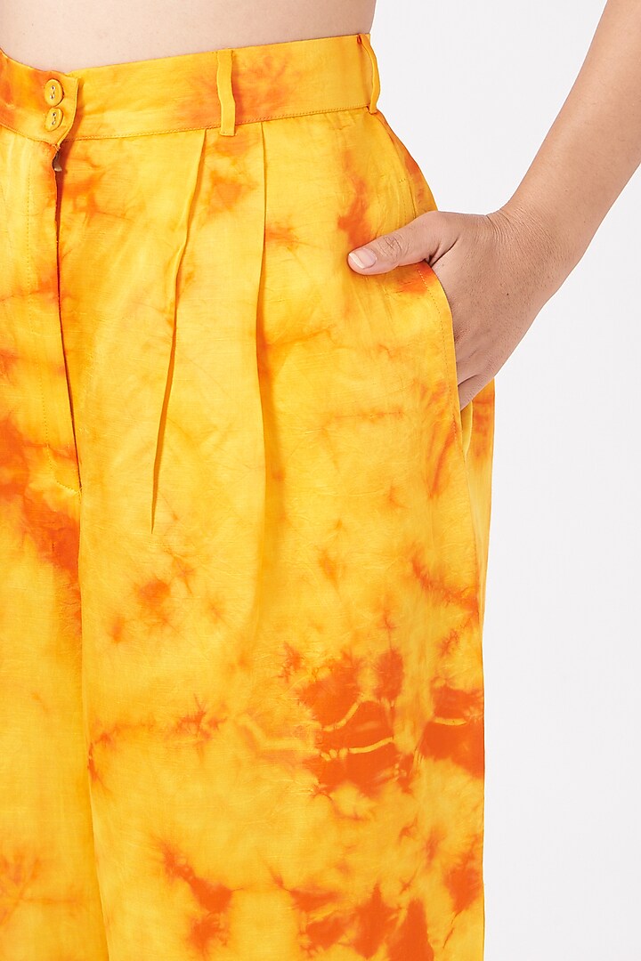 Yellow Pleated Pants by Marichi at Pernia's Pop Up Shop