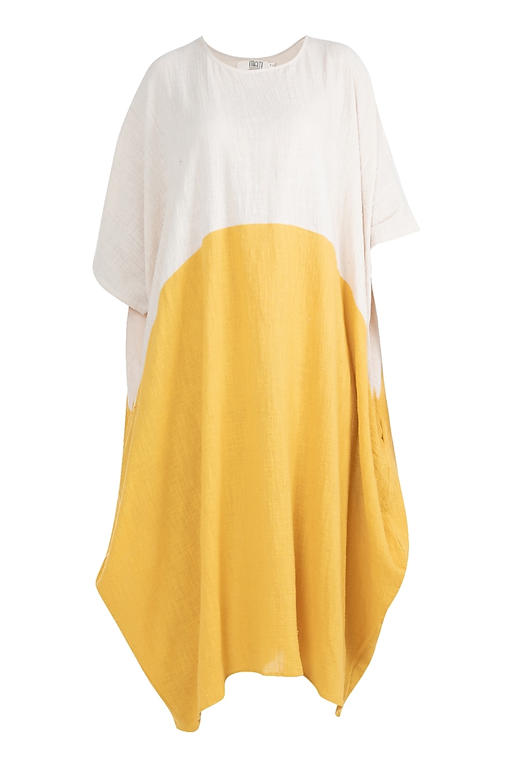 Ivory & Yellow Color Blocked Dress by Mati