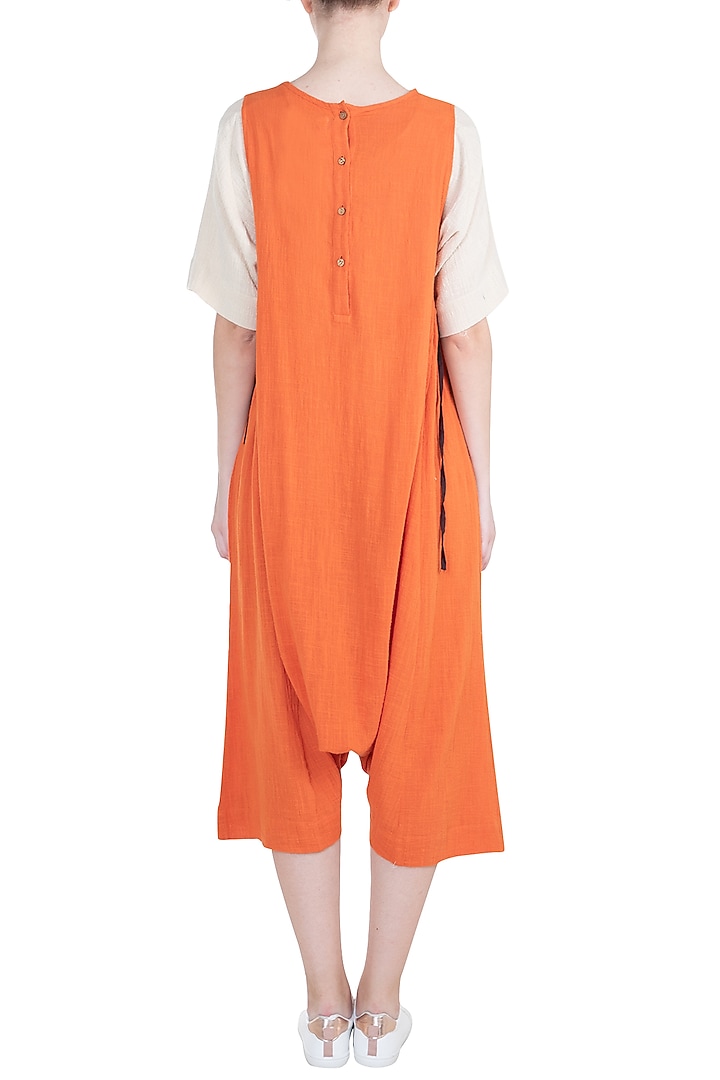 Orange Adjustable Dungarees by Mati at Pernia's Pop Up Shop
