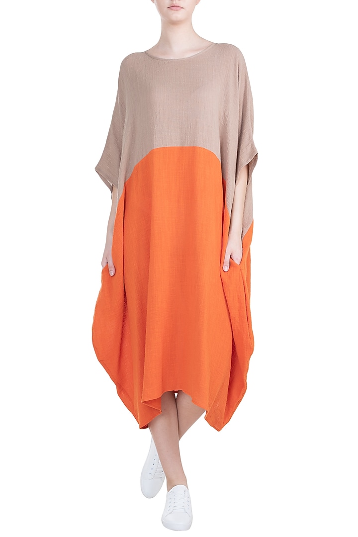 ORANGE BLOCK DRESS