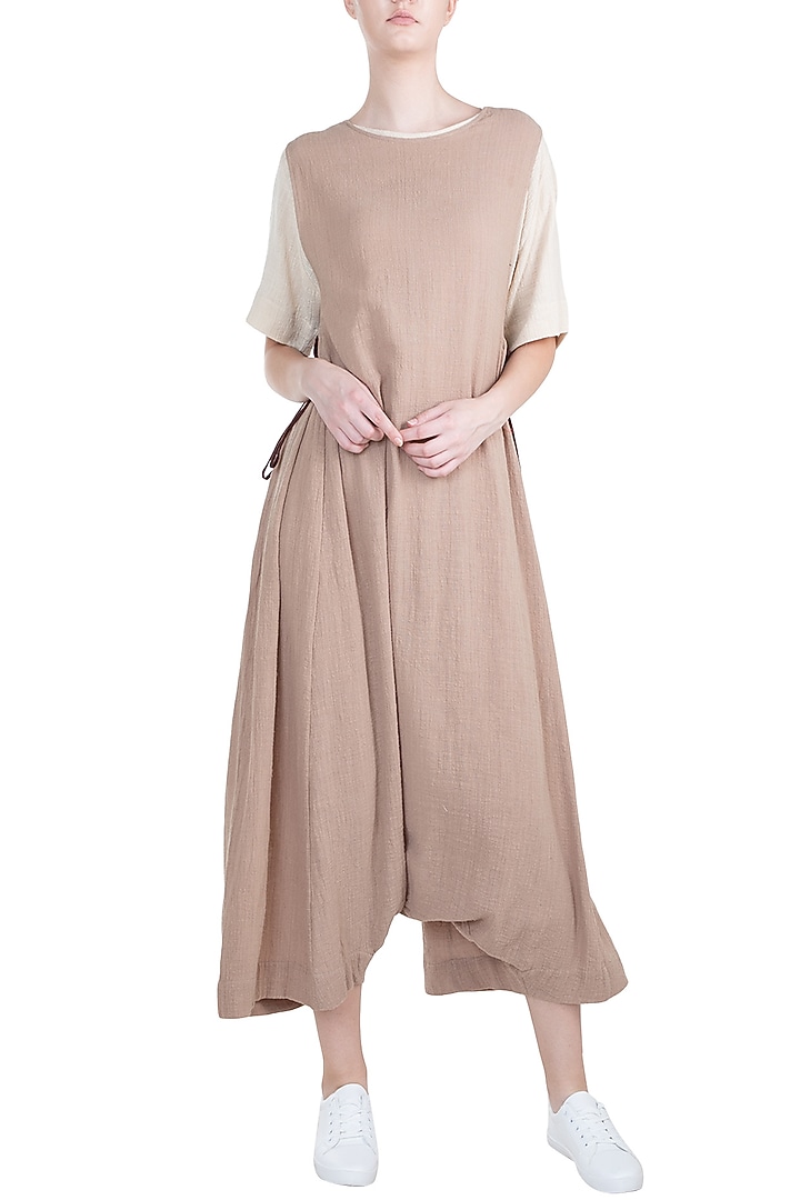 Khaki Anti Fit Tie-Up Dungaree by Mati at Pernia's Pop Up Shop