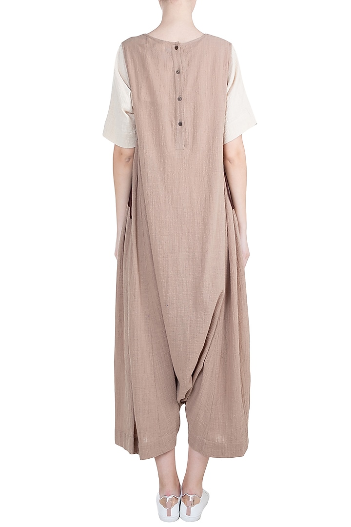 Khaki Anti Fit Tie-Up Dungaree by Mati at Pernia's Pop Up Shop