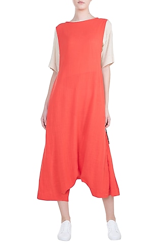 Coral Anti Fit Tie-Up Dungarees by Mati