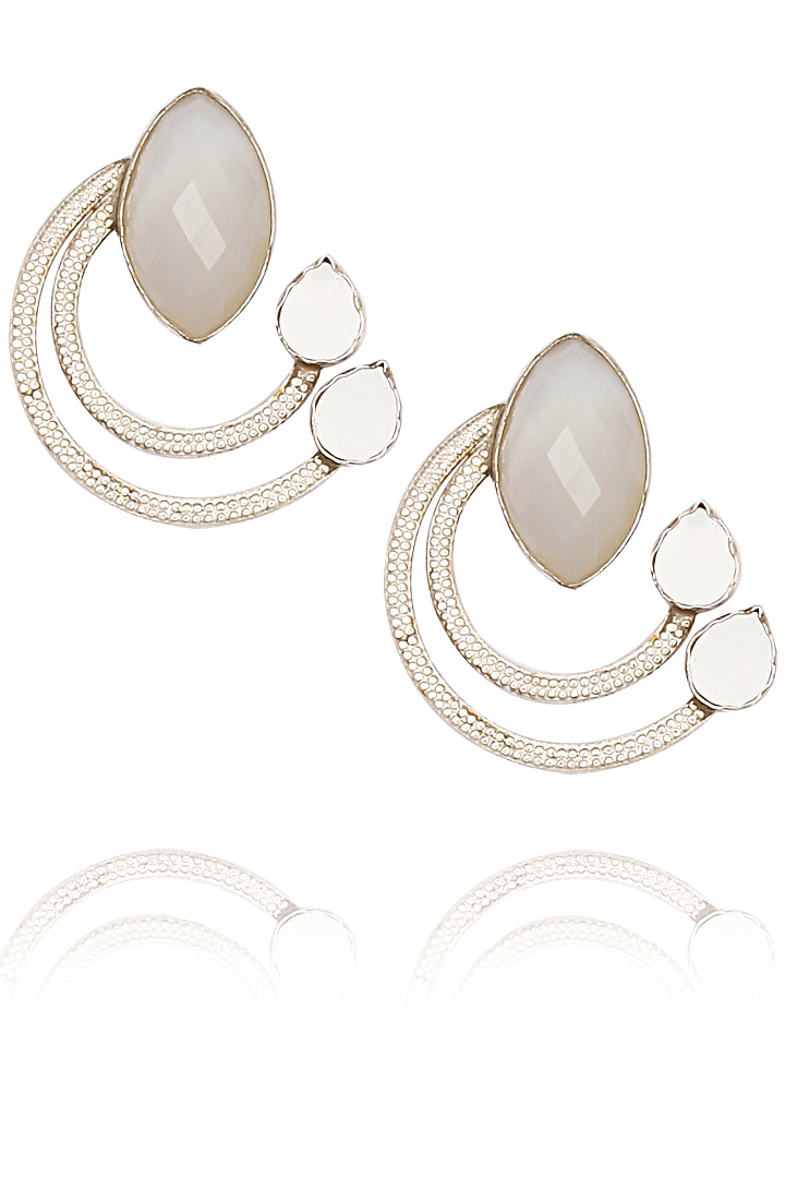 Antique silver plated moonstone spiral earrings available only at Pernia's Pop Up Shop.