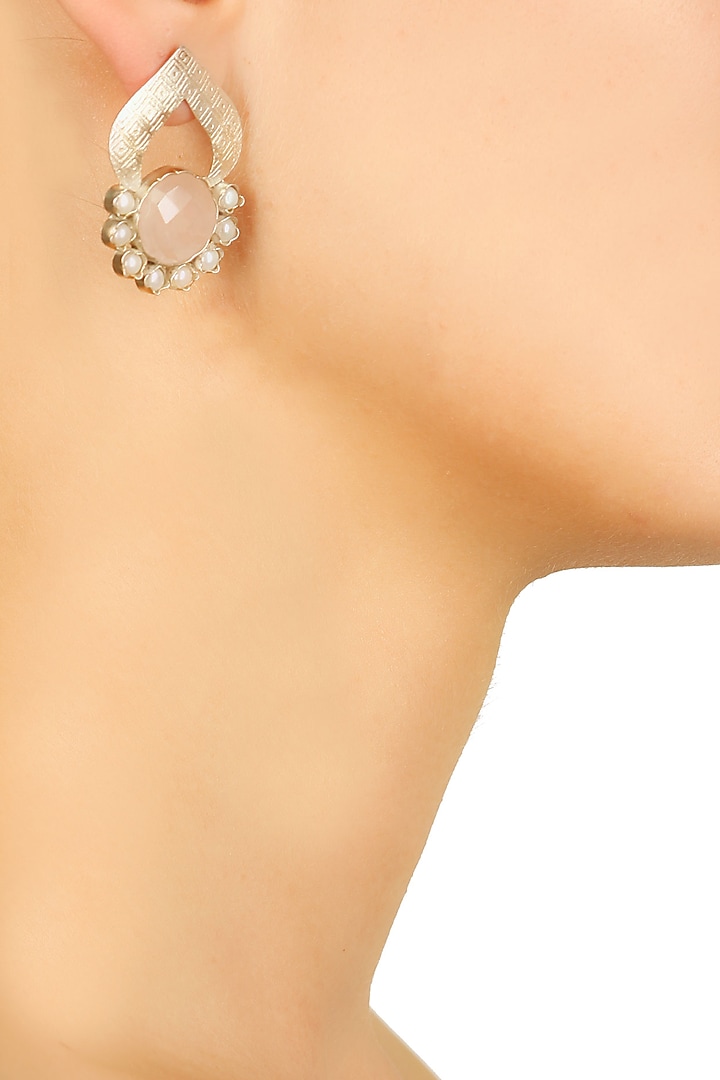 Antique silver plated moonstone and pearl earrings available only at Pernia's Pop Up Shop.