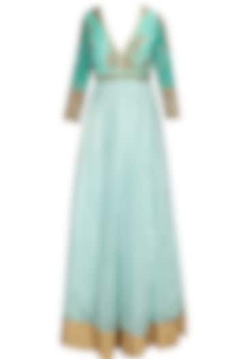 Blue floral zari embroidered anarkali suit available only at Pernia's Pop-Up Shop.